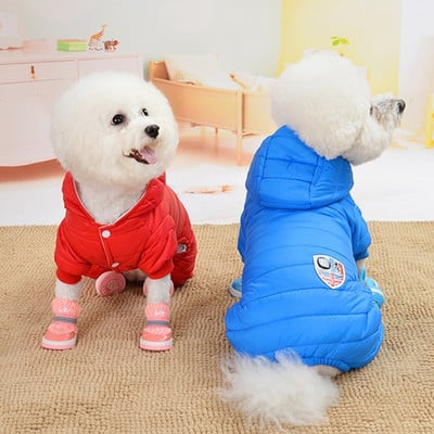 Közepes kis kutya négylábú jumpsuit Téli meleg kisállat kutyák ruhák kabát kiskutya macska kültéri ruházat francia bulldog chihuahua számára