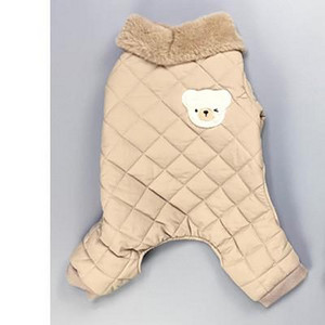 Iarnă Pet Câini Salopetă Bumbac Călduță Îmbrăcăminte pentru câini Drăguț urs broderie Plus catifea fleece Bulldog francez pentru câini mici Îmbrăcăminte