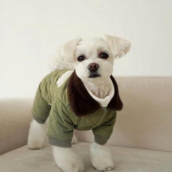 Зимен гащеризон за домашни кучета Памучни топли дрехи за кучета Сладко мече Бродерия плюс кадифено руно Френски булдог за малки кучета Дрехи