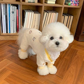 Klasické oblečenie pre šteniatka s potlačou toastu, jeseň a zima, teplé jednodielne zahustené oblečenie pre psov, mäkké oblečenie pre štvornohých psov