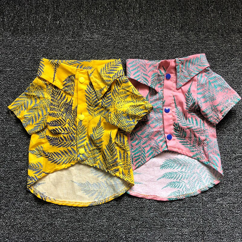 Πουκάμισο με στάμπες καλοκαιρινής μόδας για κατοικίδια Μοντέρνο άνετο καθημερινό μπλουζάκι της Χαβάης μεσαία μεγάλα ρούχα για σκύλους Διακοσμητικά αξεσουάρ