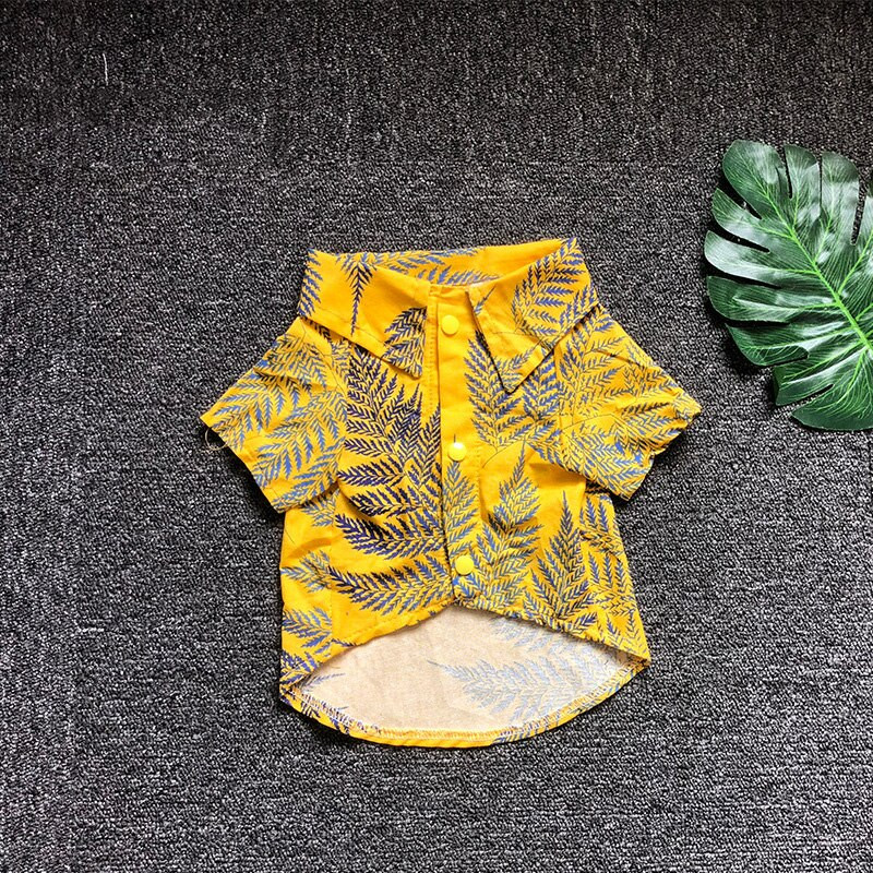 Πουκάμισο με στάμπες καλοκαιρινής μόδας για κατοικίδια Μοντέρνο άνετο καθημερινό μπλουζάκι της Χαβάης μεσαία μεγάλα ρούχα για σκύλους Διακοσμητικά αξεσουάρ
