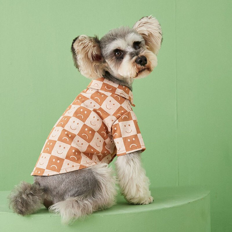 Proljetni smajlić Slatka odjeća za pse Pamuk Francuski buldog Chihuahua Mali i srednji psi Kvadratne karirane majice za pse Odjeća za štence