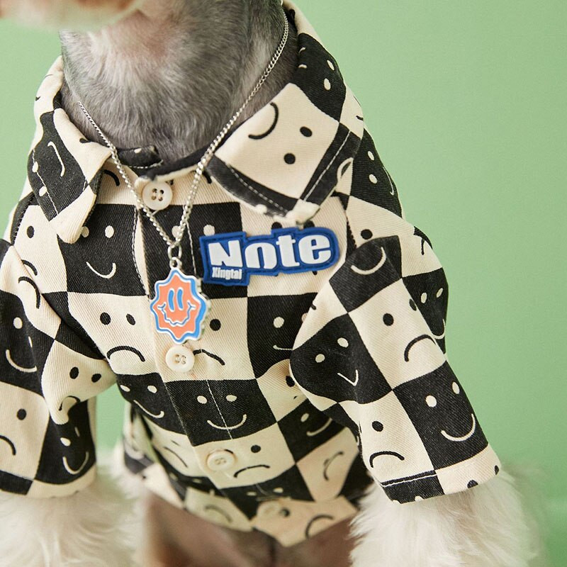 Proljetni smajlić Slatka odjeća za pse Pamuk Francuski buldog Chihuahua Mali i srednji psi Kvadratne karirane majice za pse Odjeća za štence