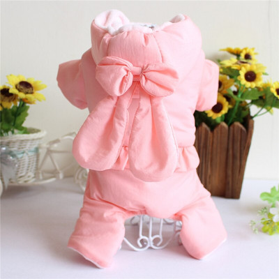 Jesenné a zimné oblečenie pre psov, luxusný dizajn, hrubé štvornohé kreslené oblečenie pre domáce zvieratá s králičími ušami, dekoračný overal pre domáce zvieratá