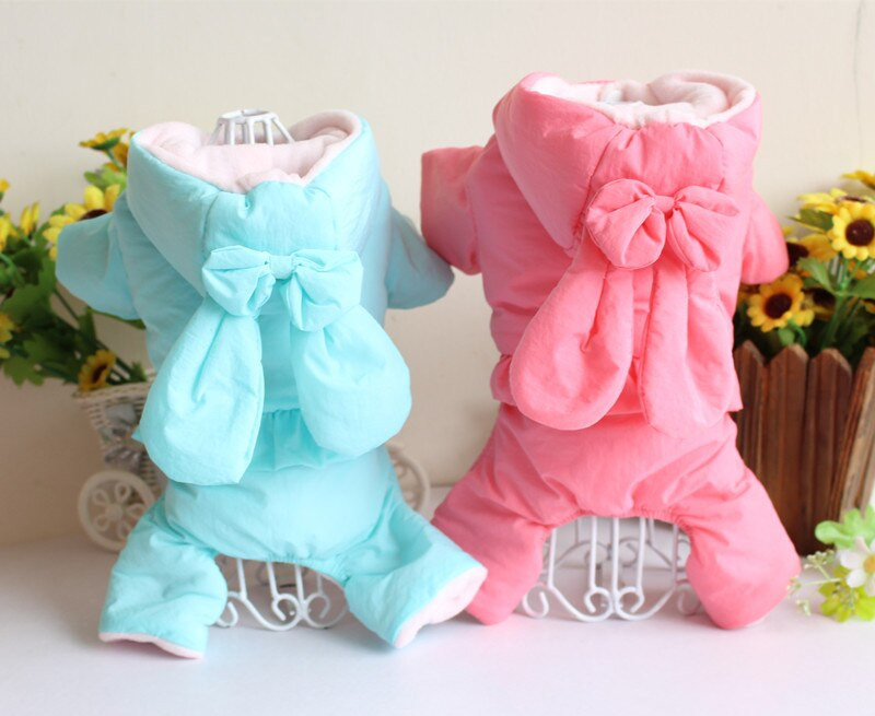 Jesenné a zimné oblečenie pre psov, luxusný dizajn, hrubé štvornohé kreslené oblečenie pre domáce zvieratá s králičími ušami, dekoračný overal pre domáce zvieratá