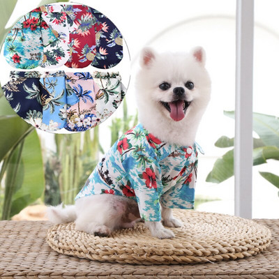 XS-5XL Подходящ за 0-40 кг домашни любимци Модна цветна щампа Риза за кученце Хавайски плажен стил Дрехи за големи кучета Аксесоари за кучета Котешка риза