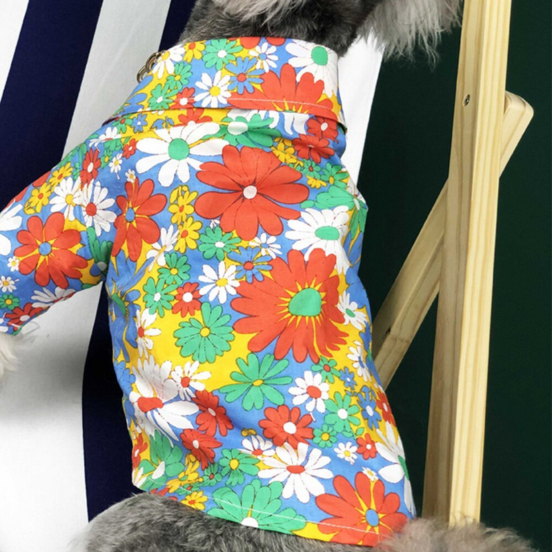 GULULU Koerariided Värvilised lillelised koerasärk väikestele ja keskmistele koertele Suvised õhukesed lemmikloomakoerte särgid Prantsuse buldog Chihuahua 2022