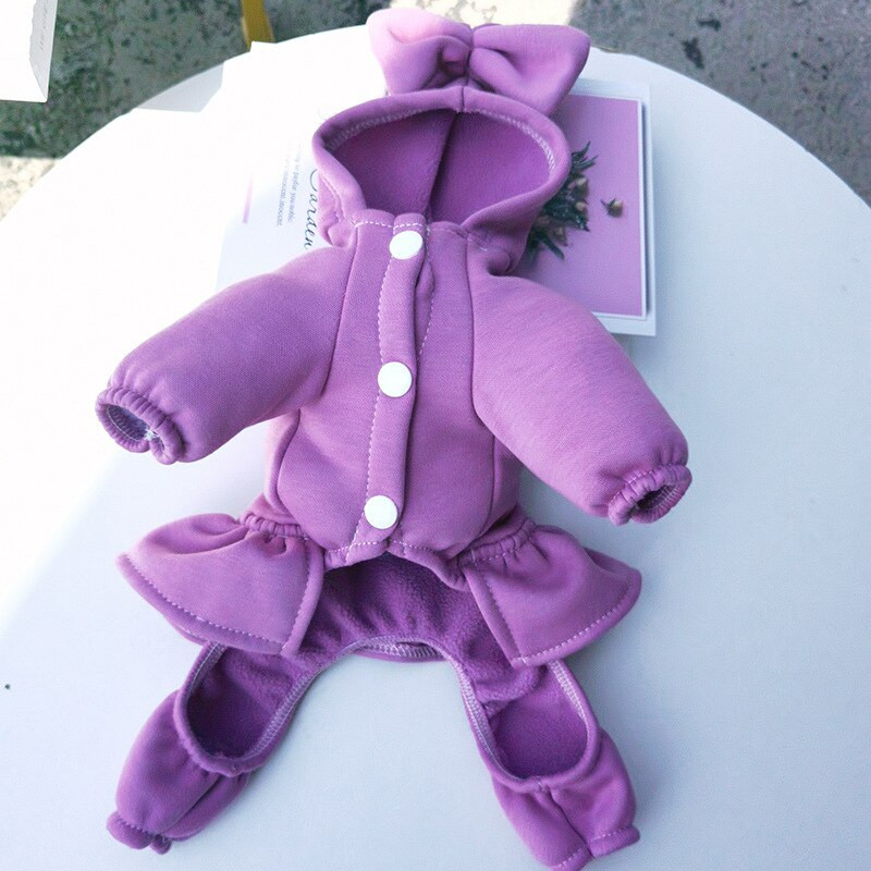 Oblečenie pre domáce zvieratá, jeseň/zima, stredne veľké a malé psy, overal, módna princeznovská, šaty, šteňa, teplá mikina s kapucňou, roztomilá mašľa, sladký kabát, čivava