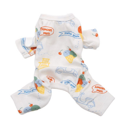 Câini și pisici Salopete Pijamale Design imprimeu desene animate Trening moale Animale de companie Pantaloni cățeluși Tricou 5 mărimi 4 culori