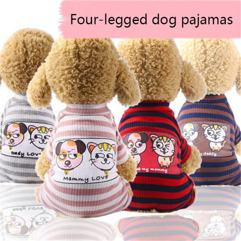 XS-XXL koerte kombinesooni triibuline neljajalgsed kombinesoonid pidžaamad väikesed keskmised koerad riided lemmiklooma kutsikas kass koera vest Romper Riietus #LYYT