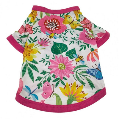 Módne tričko pre domáce zvieratá, pohodlné látkové oblečenie pre domáce zvieratá, priedušné oblečenie s potlačou rastlín