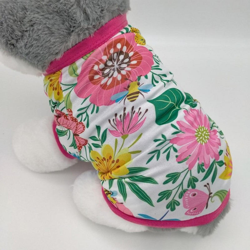 Módne tričko pre domáce zvieratá, pohodlné látkové oblečenie pre domáce zvieratá, priedušné oblečenie s potlačou rastlín