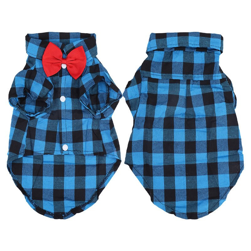 Tričká s motýlikom pre psov, klasické kockované tenké priedušné letné oblečenie pre psov pre malé a veľké psy, šteniatka, mačky, vesta, čivavy a yorkshirské teriéry