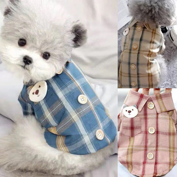 Πουκάμισα με ρούχα για σκύλους Καλοκαιρινό πουκάμισο για σκύλους κατοικίδιων ζώων Casual καρό Pomeranian Bichon Yorkshire Chihuahua Teddy Pug Puppy Cat Clothing 2021 Νέο