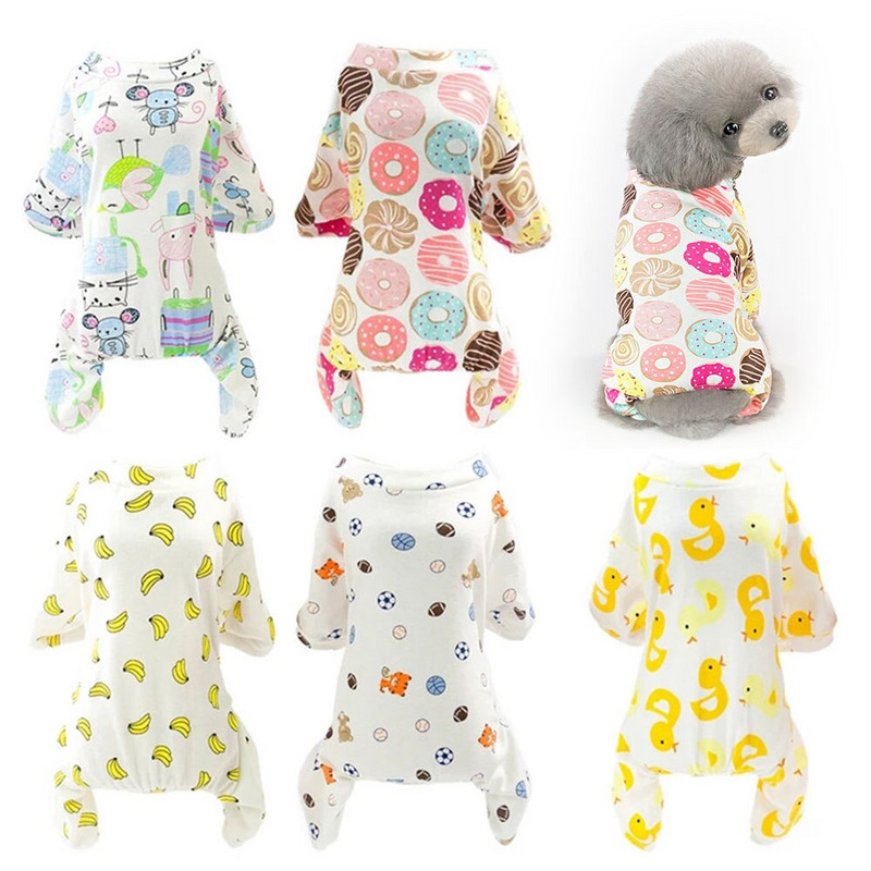 Koerte pidžaama armsa trükiga kutsika koerte kostüüm pidžaama riided lemmiklooma kutsika spordidressi kassi öösärk T-särk väikestele koertele riided