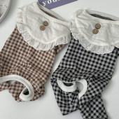 Ins New Pet Jumpsuit Yorkshire Schnauzer Ρούχα για σκύλους Πέτο Καρό Μόδα Ολόσωμη φόρμα για σκύλους Επαγγελματικά ρούχα για σκύλους Δαντέλα