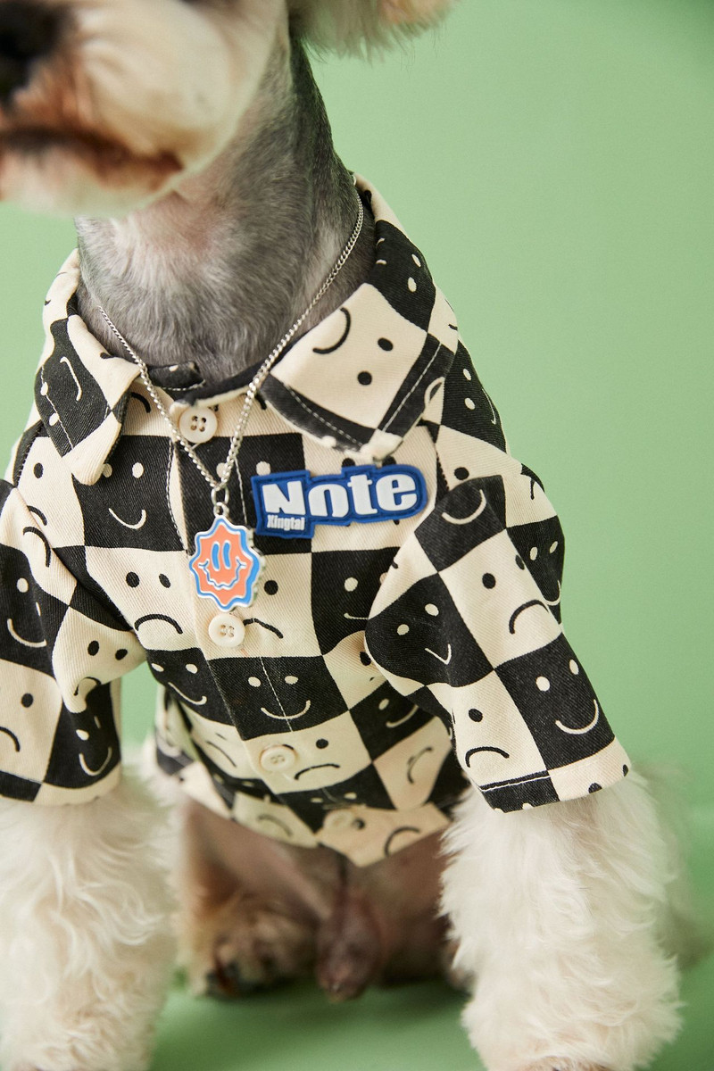 Cămașă pentru animale de companie câine pisică cu fața zâmbitoare pătrată, primăvară, toamnă, drăguț, mic, mijlociu, câine, modă, ocazional, articole pentru animale de companie