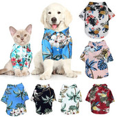 Καλοκαιρινά ρούχα για κατοικίδια Cool Beach Hawaii Casual Πουκάμισα για κουτάβια με κοντό μανίκι δέντρο καρύδας Μικρά και μεσαία ρούχα για σκύλους XS-5XL