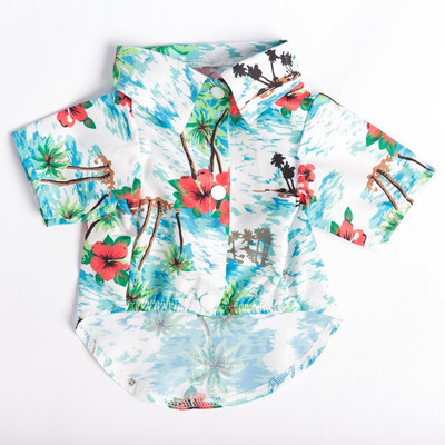 Καλοκαιρινά ρούχα για κατοικίδια Cool Beach Hawaii Casual Πουκάμισα για κουτάβια με κοντό μανίκι δέντρο καρύδας Μικρά και μεσαία ρούχα για σκύλους XS-5XL
