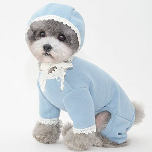 Grynos medvilnės drabužiai šunims Mėlyna rožinė smėlio spalvos nėrinių megztiniai kačių šunų paltai Kombinezonas Pižama mažiems šunims Čihuahua Bichon Kombinezonai šunims