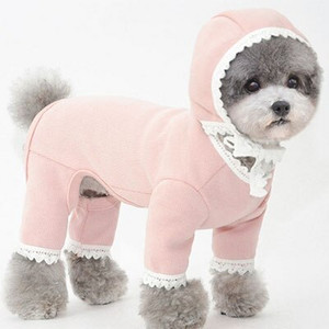 Grynos medvilnės drabužiai šunims Mėlyna rožinė smėlio spalvos nėrinių megztiniai kačių šunų paltai Kombinezonas Pižama mažiems šunims Čihuahua Bichon Kombinezonai šunims