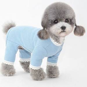 Grynos medvilnės drabužiai šunims Mėlyna rožinė smėlio spalvos nėrinių megztiniai kačių šunų paltai Kombinezonas Pižama mažiems šunims Čihuahua Bichon Kombinezonai šunims