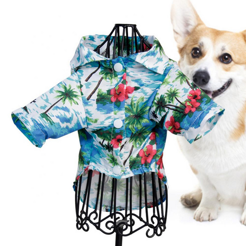 Cămăși de plajă de vară câine drăguț Hawaii ocazional animal de companie haine pisici tricou floral pentru câini de talie mică