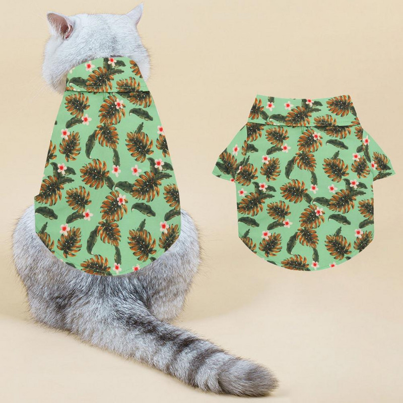Cămașă pentru câine de companie Guler răsturnat Model de culoare Imprimare în stil Hawaii Animal de companie Tricou pentru câine de companie Cățeluș mic Câine mare Chihuahua