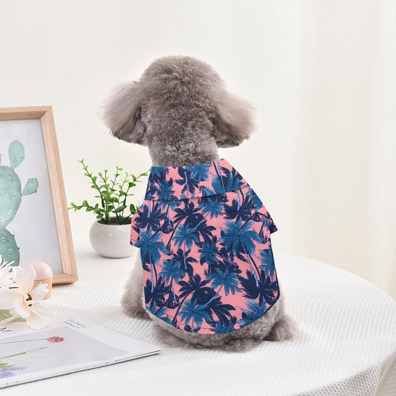 Cămașă pentru câine de companie Guler răsturnat Model de culoare Imprimare în stil Hawaii Animal de companie Tricou pentru câine de companie Cățeluș mic Câine mare Chihuahua
