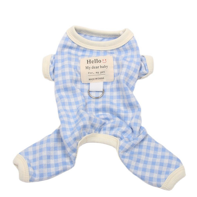 Pet Dog Tricotat Salopetă Pijamale Design în carouri Trening moale Pisica Cățeluș Pantaloni Tricou