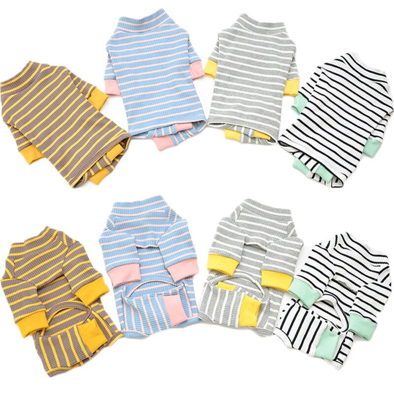 Ribad Koerariided Kassi Jumpsuit Kõrge kraega pikkade varrukatega 4 jalaga särk Pusa Pidžaama Väikestele Koertele Mops Magamisriided Kombinesoonid XL