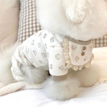 Pet Pomeranian Onesie Зимни топли дрехи за кучета Бишон Пижами Чаша Куче Кученце Котка Мека пижама Карикатура Овце Дрехи изпрати шал