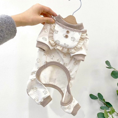 Zimné teplé oblečenie pre psov s motívom Pomeranian, pyžamo s bišónom a šálkou čaju, mäkké pyžamo s kreslenými ovcami, oblečenie pre psov, šál