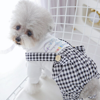 Кучешка щампа Момиче Дрехи за кучета Дизайнерска рокля с карирана пола и гащеризон за домашни любимци Summer Spring Lovers XS XL Chihuahua Pugs