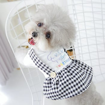 Doggie Print Ρούχα για σκύλους για κορίτσια επώνυμα φόρεμα με καρό φούστα και ολόσωμη φόρμα για κατοικίδια Summer Spring Lovers XS XL Chihuahua Pugs
