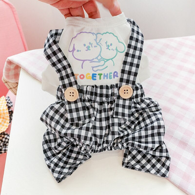 Doggie Print Girl Koerariiete Disainerkleit ruudulise seeliku ja lemmikloomade kombinesooniga suvekevadel Lovers XS XL Chihuahua Mops