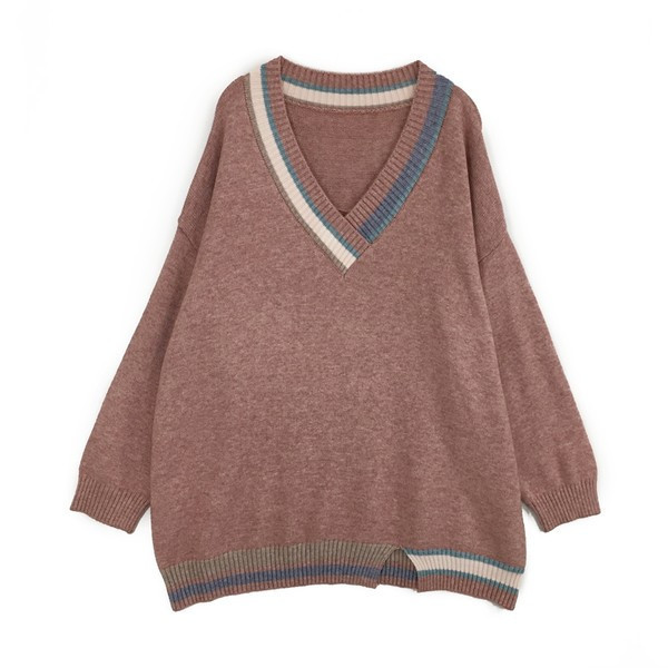 Laisvas nėščiųjų megztinis su V formos iškirpte