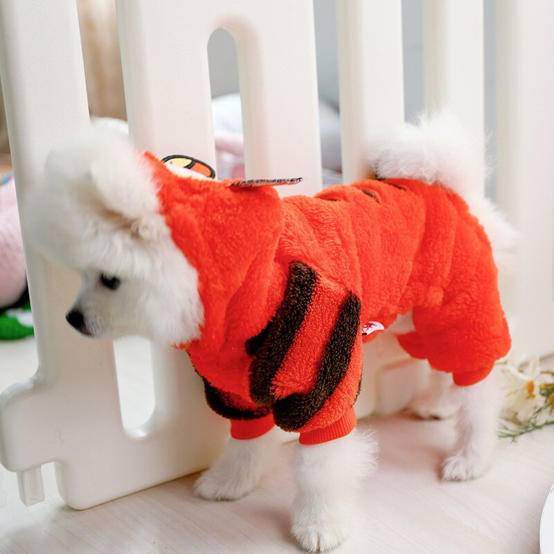 Sügistalvine soe mantel kutsikate kampsun Väike koerte kombinesoonid muutuvad tiigeroranžiks kapuutsiks Halloweeni kawaii pidžaama Yorkie buldog