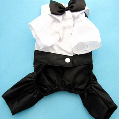 Gentleman Tuxedo Dog Ρούχα Pet Στολή Παπιγιόν Επίσημο πουκάμισο για μικρά σκυλιά Νυφικό απόκριες Χριστουγεννιάτικα ρούχα για γάτες
