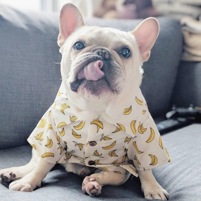 Letné oblečenie pre psov, zelené listy, banánové bavlnené kovbojské tričko pre psov, pre šteniatka, malé a stredné zvieratá, francúzsky buldoček, corgi