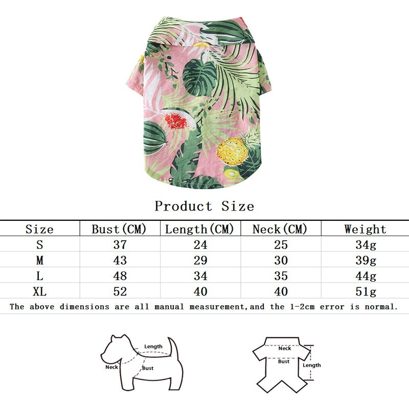 Cămăși pentru câini de plajă hawaiană Vestă Îmbrăcăminte de vară Haine pentru animale de companie pentru pisici Câini Cămașă Îmbrăcăminte Cățeluș Pisicuțe ținute Ropa De Gato