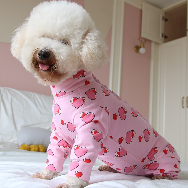 Lemmikloomakoerte kombinesoon Õhukesed puhtast puuvillast kutsikariided Roosad trükitud kombinesoonid Kaitske kõhtu pidžaama väikestele koertele Kandke Chihuahua puudlit