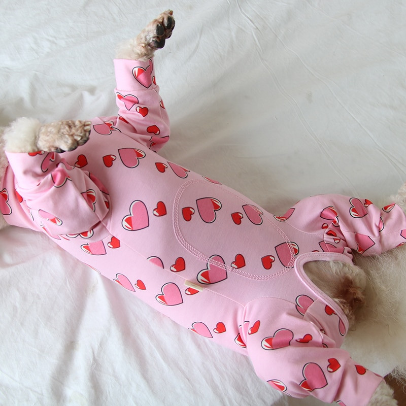 Lemmikloomakoerte kombinesoon Õhukesed puhtast puuvillast kutsikariided Roosad trükitud kombinesoonid Kaitske kõhtu pidžaama väikestele koertele Kandke Chihuahua puudlit