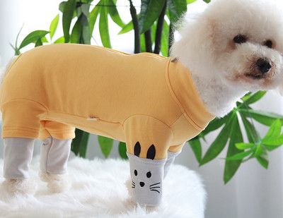 Jesenné/zimné oblečenie pre psov z česanej bavlny, chrániace bruško, overal pre malých psov, pyžamo s dlhým rukávom, mikina