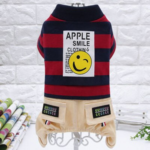 Madingi šunų drabužiai Šypsenos modelio šunų kombinezonas Kombinezonai Mėlynos raudonos juostelės Šuns paltas Striukė mažiems ir vidutiniams šunims Čihuahua terjeras