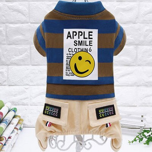 Madingi šunų drabužiai Šypsenos modelio šunų kombinezonas Kombinezonai Mėlynos raudonos juostelės Šuns paltas Striukė mažiems ir vidutiniams šunims Čihuahua terjeras