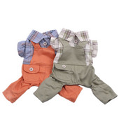 Uus koerte kassi kombinesoon, ruuduline särk Lemmiklooma kutsikapüksid kevad-/suvised riided, rõivad 5 suurust 2 värvi