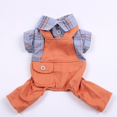 Uus koerte kassi kombinesoon, ruuduline särk Lemmiklooma kutsikapüksid kevad-/suvised riided, rõivad 5 suurust 2 värvi