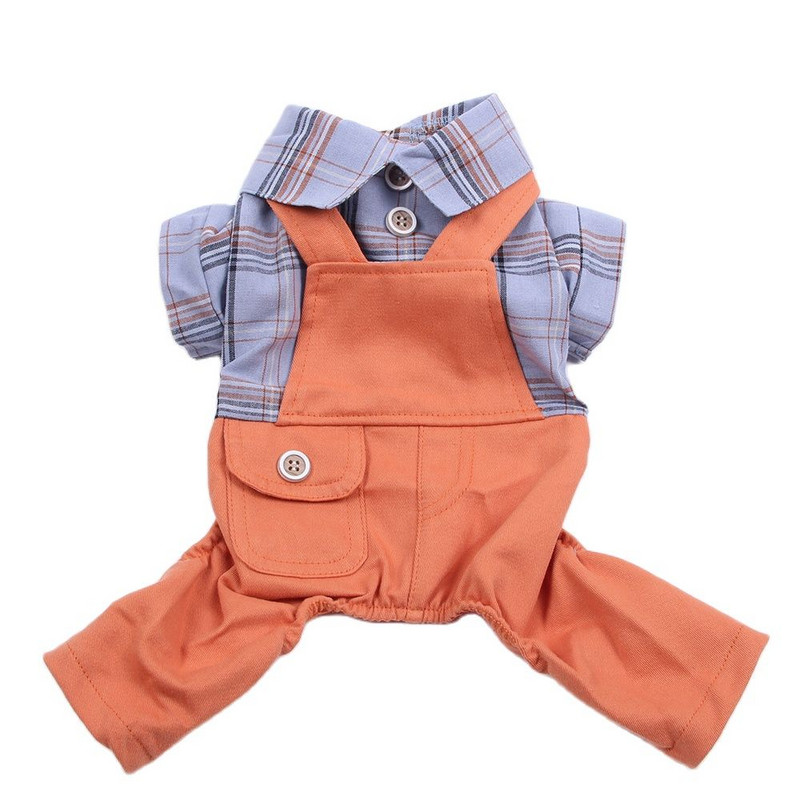 Uus koerte kassi kombinesoon, ruuduline särk Lemmiklooma kutsikapüksid kevad-/suvised riided, rõivad 5 suurust 2 värvi